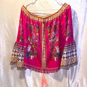 Pink off the shoulder blouse